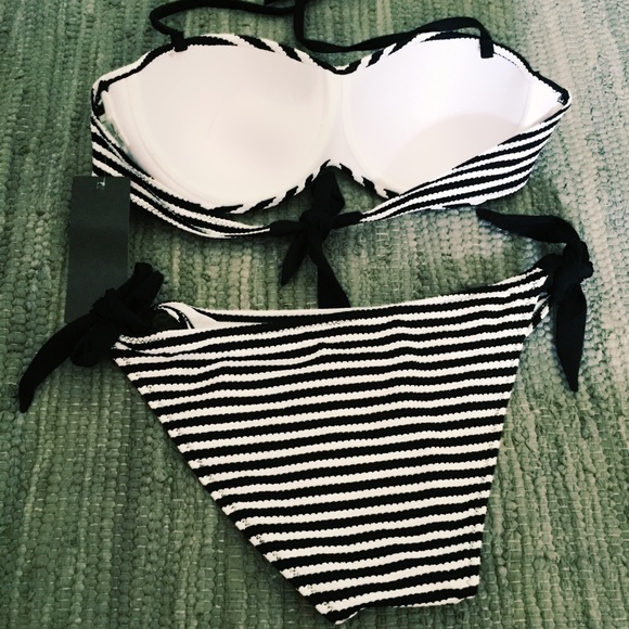 Nasty Gal Black Striped NWT Bikini - Picture 4 of 6